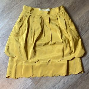 Gold silk Lela Rose skirt with pockets